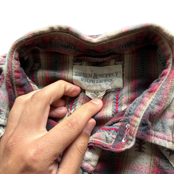 Ralph Lauren Denim Supply Western Shirt Mens Medium Multicolor Pearl Snap Aztec - Picture 3 of 5
